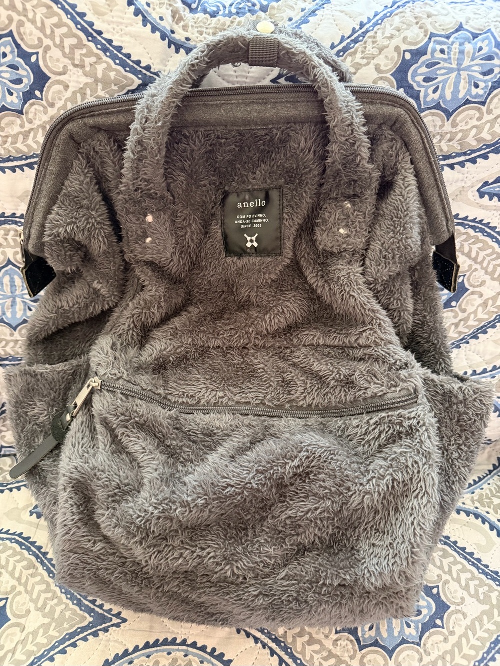 Anello Plush Gray Women's Backpack Tote